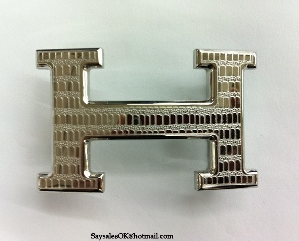 Hermes Lizards Stripe Buckle Silver